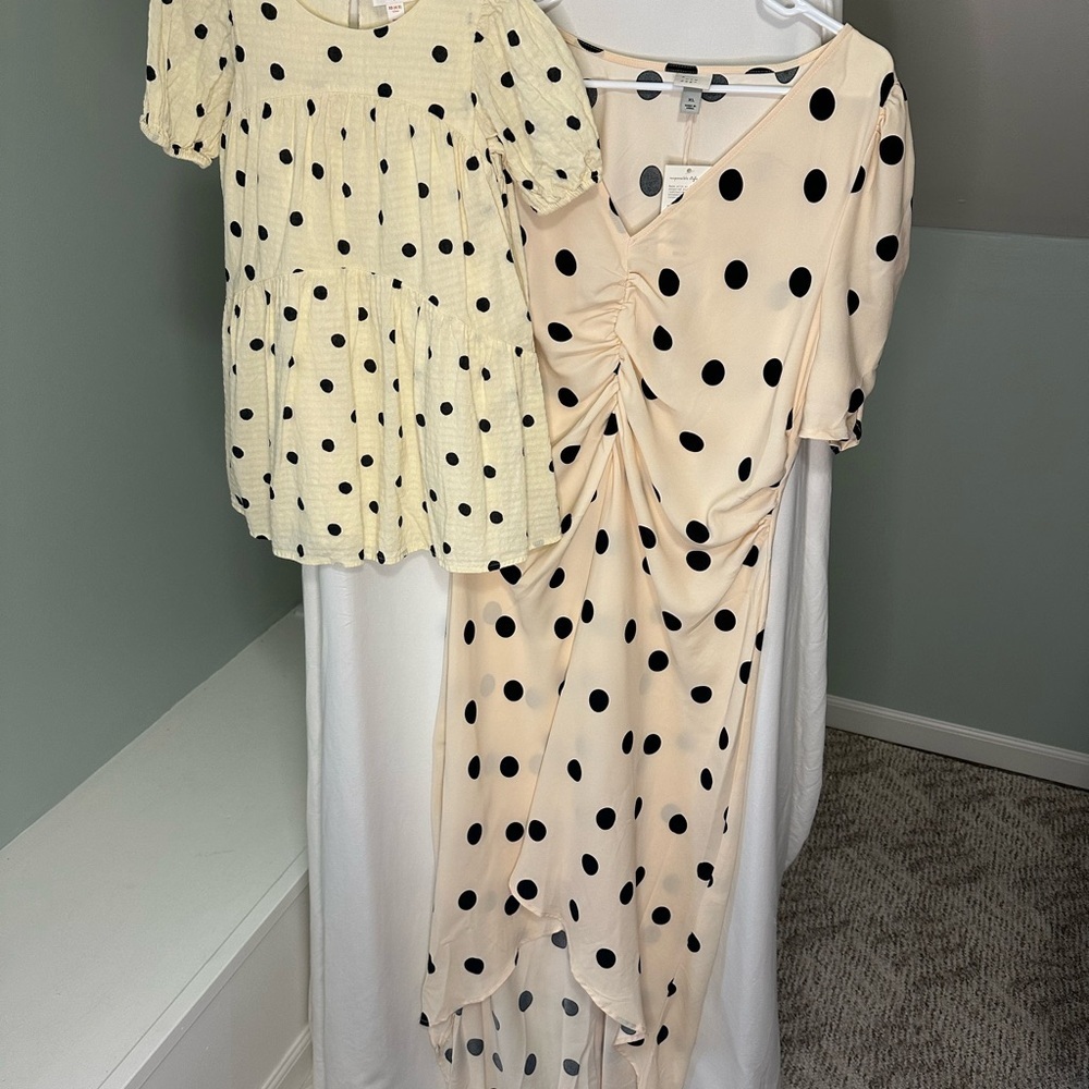 Mommy & Me Outfit Cream Dress with Black Dots by a new day size XL & 4/5T - Picture 2 of 13